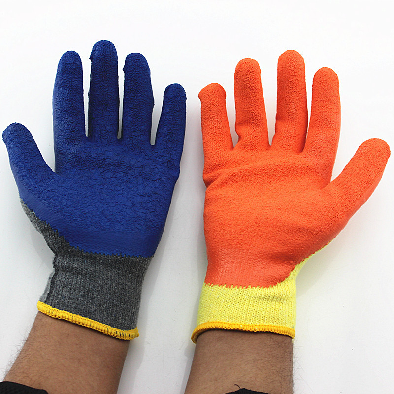 工厂直销兴达棉线皱纹胶手套 耐磨防滑手套 线皱涂胶浸胶挂胶手套