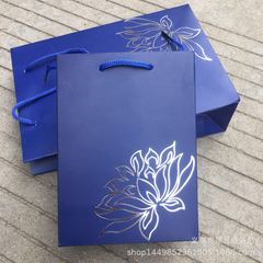 箔押しの青い蓮の手提げ袋赤い土豪金宝飾玉器仏珠手串専用ギフト紙袋