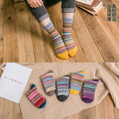 Adult Socks Wholesale Matsutake Cotton Products Autumn and Winter New Thick Warm Couple Rabbit Wool Socks Women Amazon
