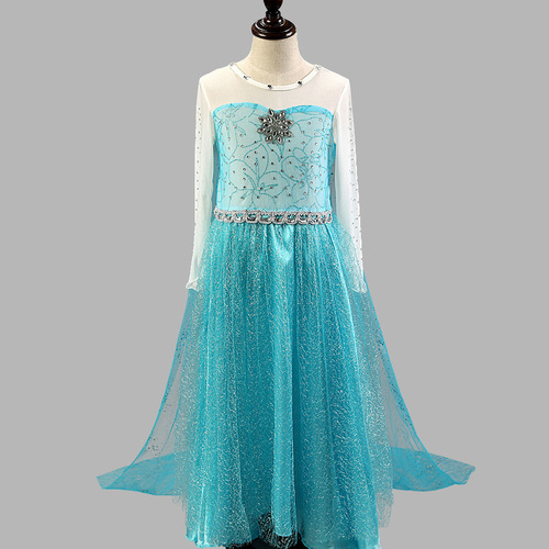  Christmas Children's Clothing Frozen Princess Elsa Dress for Girls, Long Sleeve Dress, Amazon