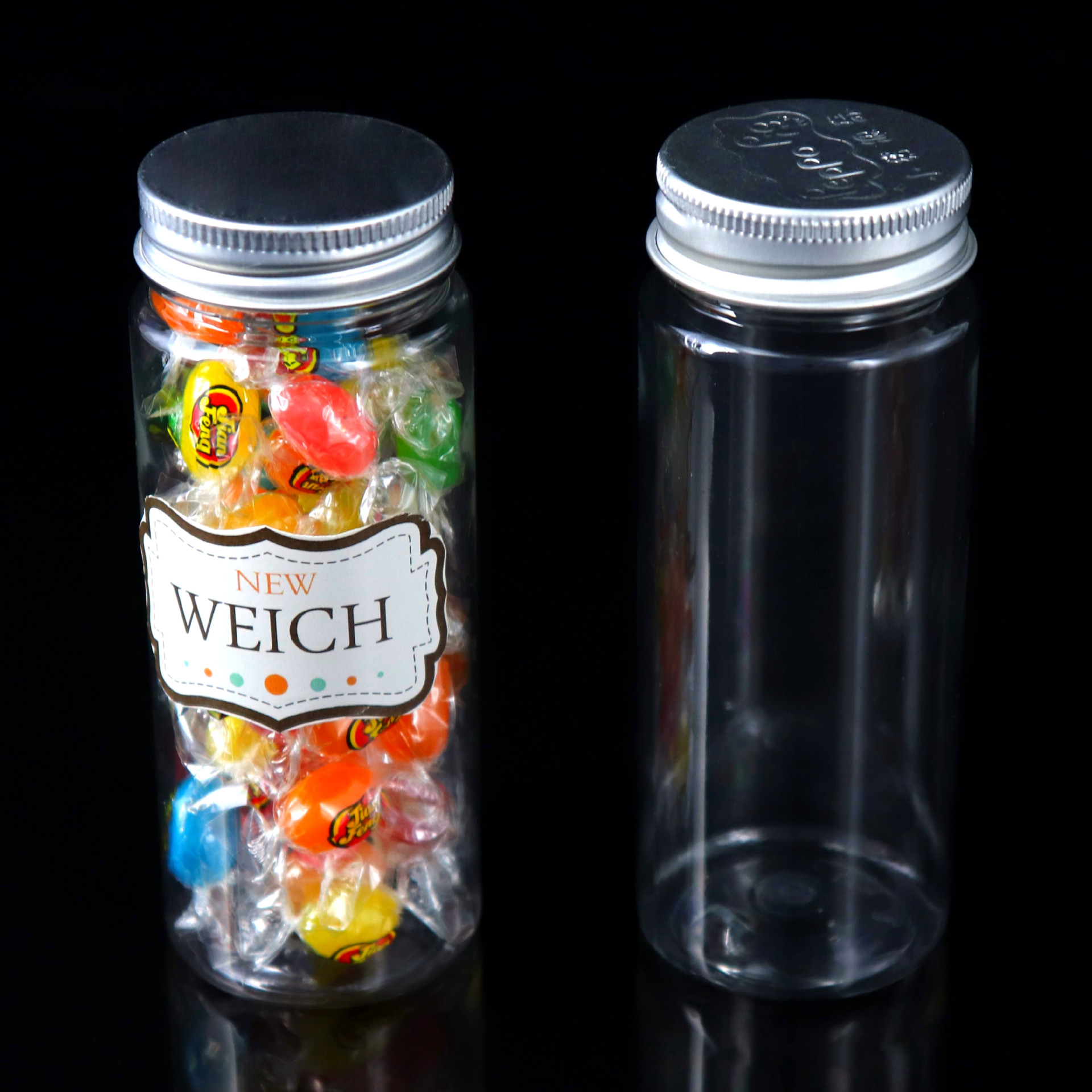 加厚型透明烘焙食品塑料包装密封罐 直筒圆口120ml花茶储物罐批发