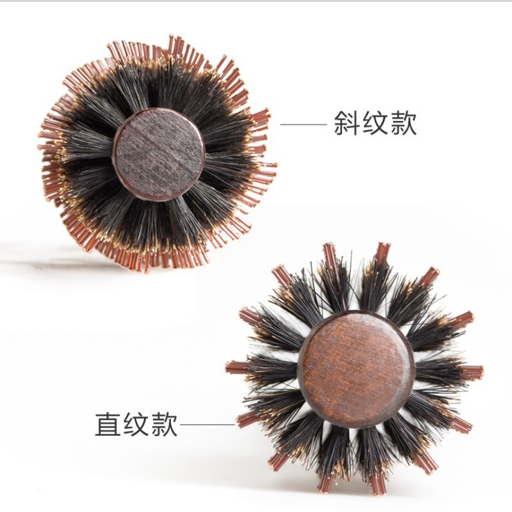 Fábrica al por mayor de cerdas ronda peine rodillo soplando forma pelo recto Pelo Rizado peine rollo peine pera flor caliente hebilla interior peine