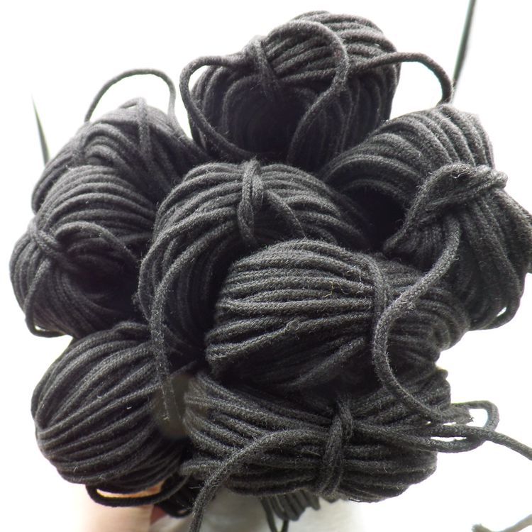 2.5mm3mm黑色棉绳 黑实心棉绳 有芯 服装包心绳 鞋带圆绳