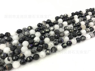 Spot natural black hair crystal pumpkin beads loose beads black hair crystal cut corner beads semi-finished beads diy jewelry
