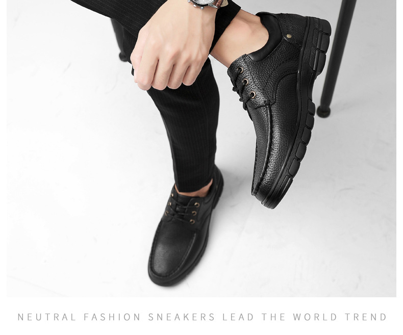 Men's Casual Low-top Lace-up Leather Casual Shoes_vogvips.com