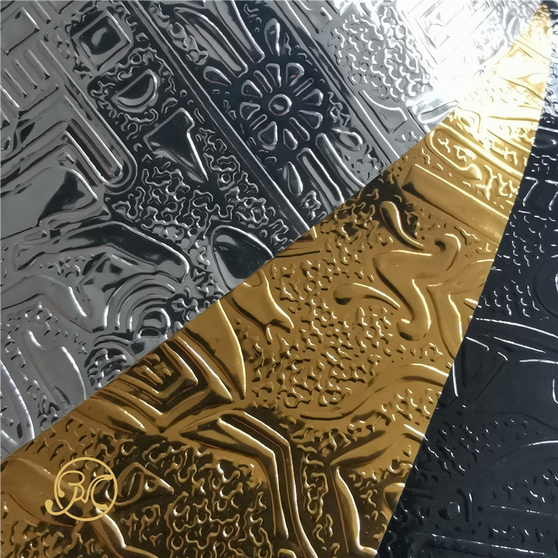 工厂直销 金色压花 古埃及纹 PVC膜 金属波音软片原膜