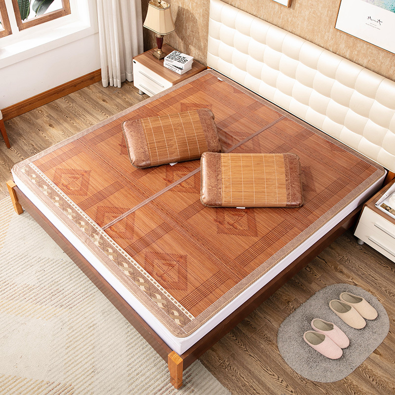 夏季竹席凉席1.8m 1.5米床双面碳化印花竹席宿舍席可折叠厂家批发