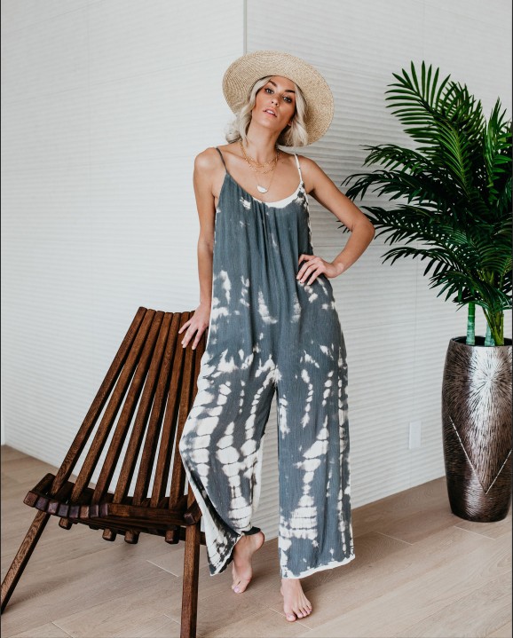 loose sling gradually dyed printed jumpsuit NSJRM60056