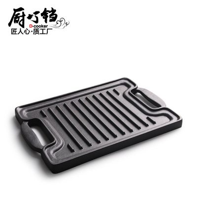鑄鐵烤板燒烤盤長方形加厚鑄鐵板鐵板燒無塗層廚具廠家直銷可定制