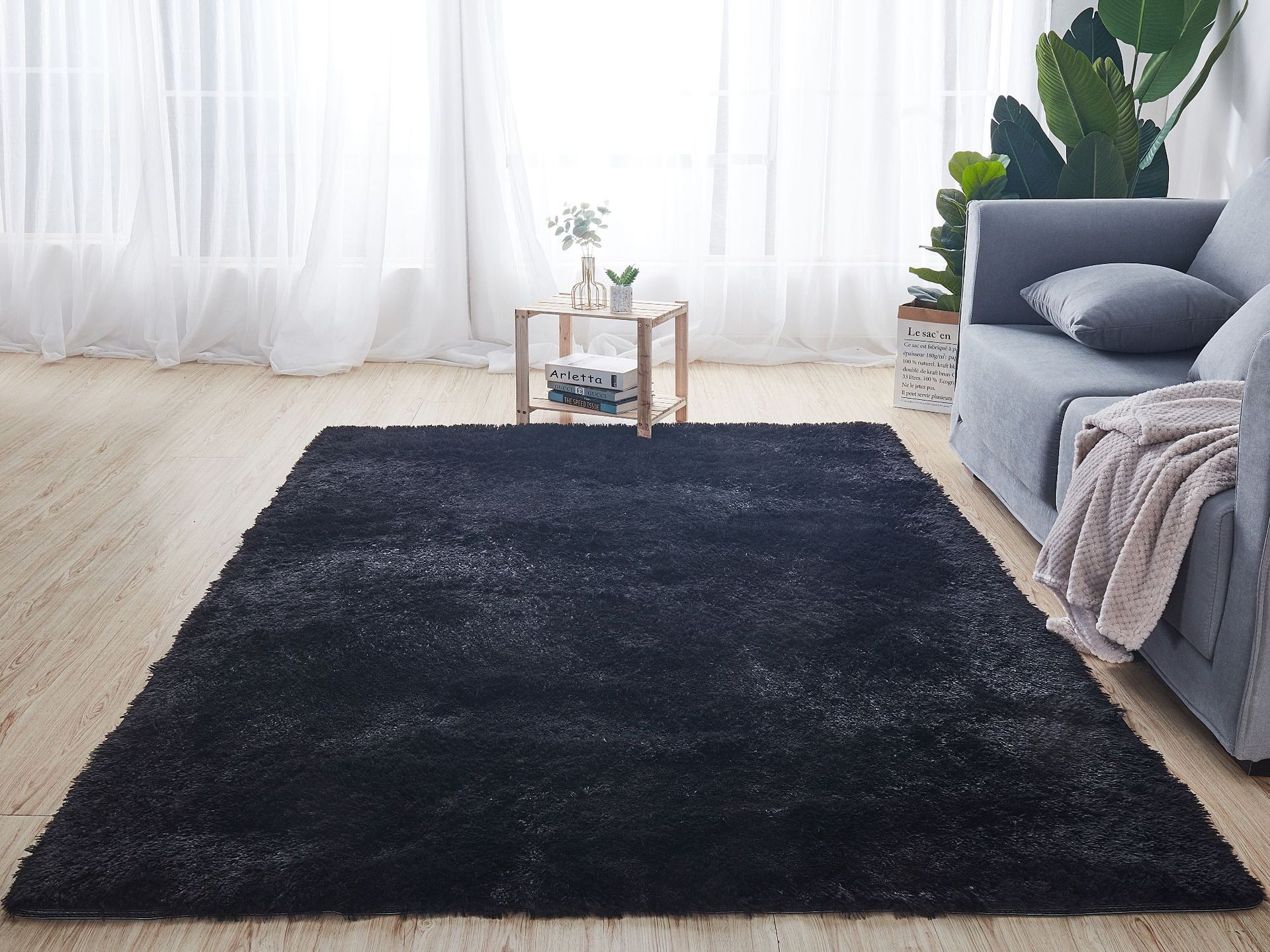 Alfombra de Pelo Largo de Seda Sintética para Sala de Estar, Dormitorio, Junto a la Cama, Resistente a las Manchas y Fácil de Cuidar, Alfombra de Dormitorio