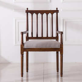 欧式复古扶手椅美式乡村实木餐椅欧式现代简约新中式酒店书房椅子