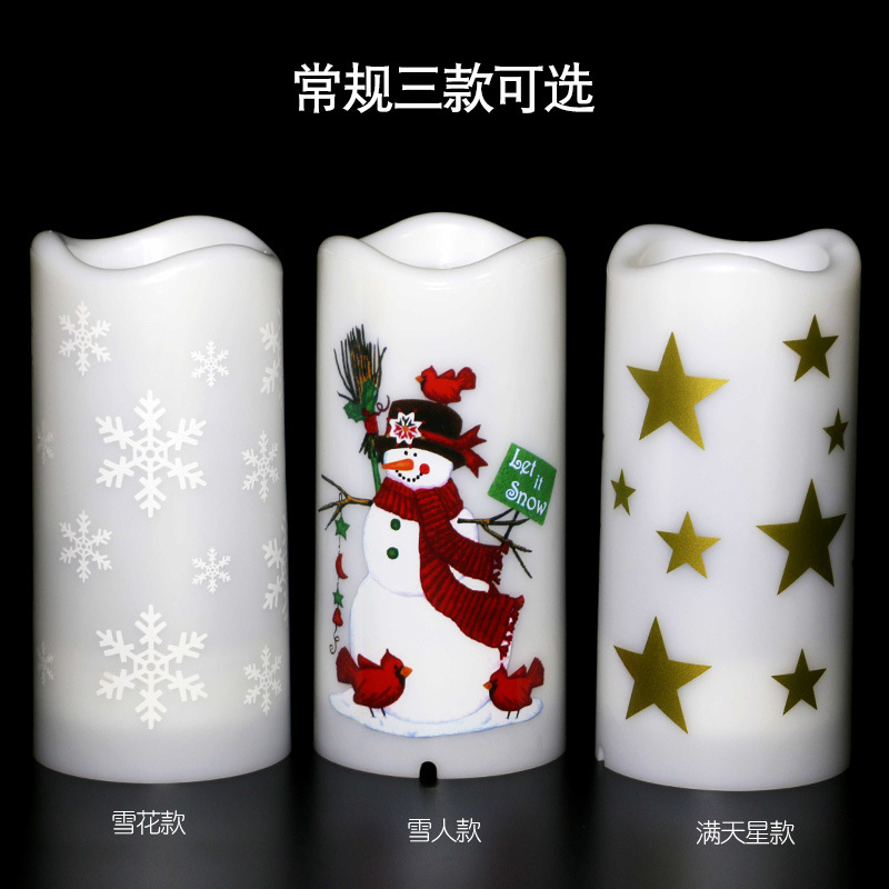 LED蠟燭款創(chuàng)意投影燈 圣誕節(jié)日LED裝飾夜燈 圣誕發(fā)光蠟燭燈擺件