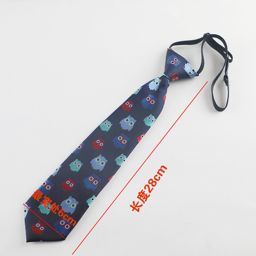 Children's small tie with creative and interesting cartoon polyester short lazy tie-free tie 6cm wholesale