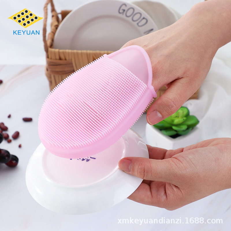 Household kitchen silicone dishwashing brush easy to clean environmental protection silicone cleaning brush pot butterfly bowl brush color can be customized
