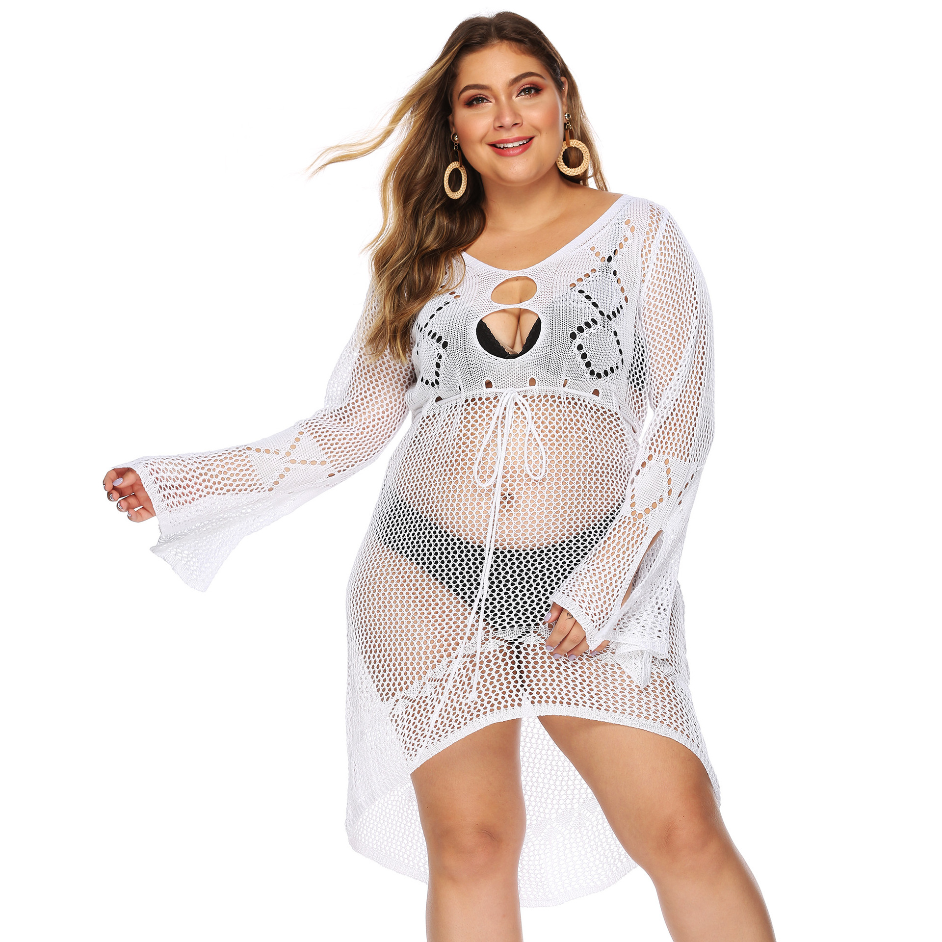 Plus Size Irregular Hem Beach Dress NSOY26783