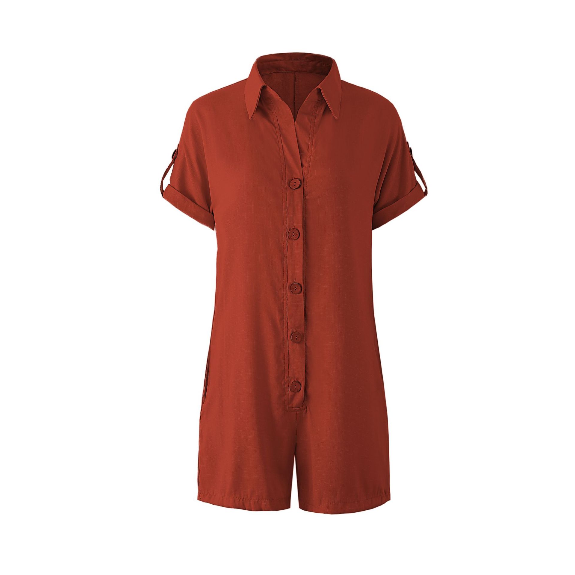 Low Waist Waist Line Women's Daily Casual Solid Color Shorts Button Jumpsuits