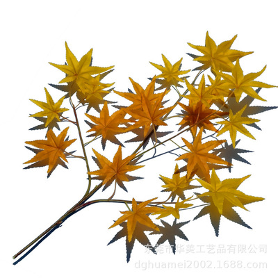 仿真黄色枫叶 景观树枯树装饰绿叶 绿红枫叶假树叶装饰仿真叶子