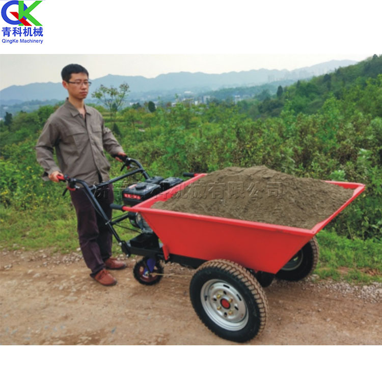 手推式汽油翻斗车 建筑工地砂石运料车 载重800kg搬运三轮车