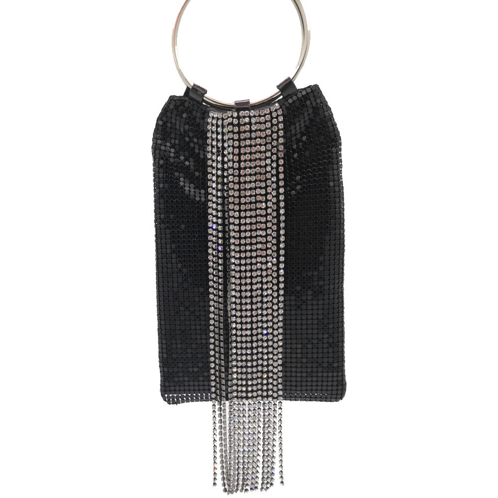 New Fashion Hand Ring Tassel Sequins Bag Diamonds Dinner Bag Aluminum Film Bag Handbag Party Bag display picture 17