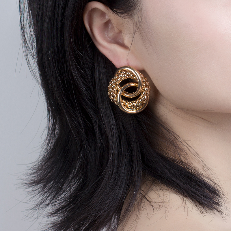 14g Weight Earrings Classification Wedding, Travel Occasion Women'S Gender Fashion Style Gold, Silver Color Fashion Round Metal Earrings Wholesale 1