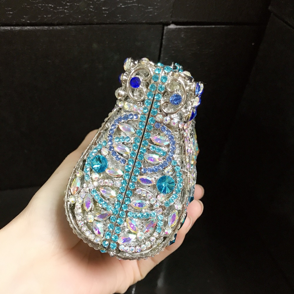 Rhinestone, Metal Material Rhinestone Metal Geometric Square Evening Bags