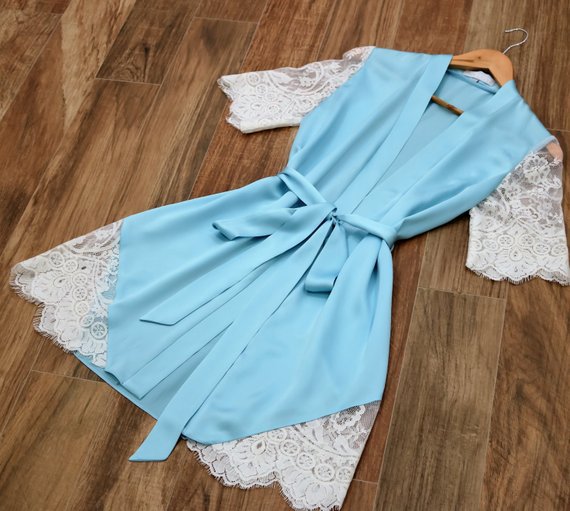 New Lace Cut Out Style Mid Sleeved Bathrobe Pajamas_voghion.com