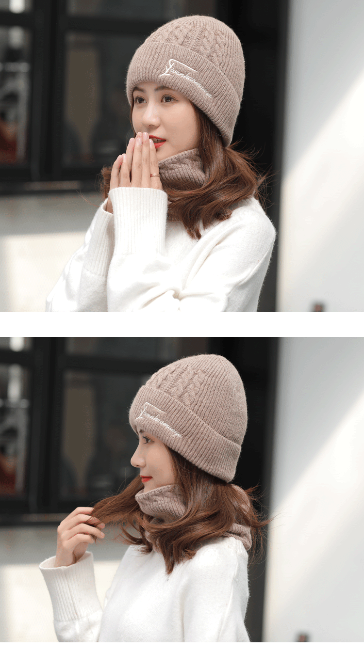 Cappello da donna in maglia di lana, alla moda, con fodera in pile, caldo, autunno inverno, all'ingrosso_voghion.com