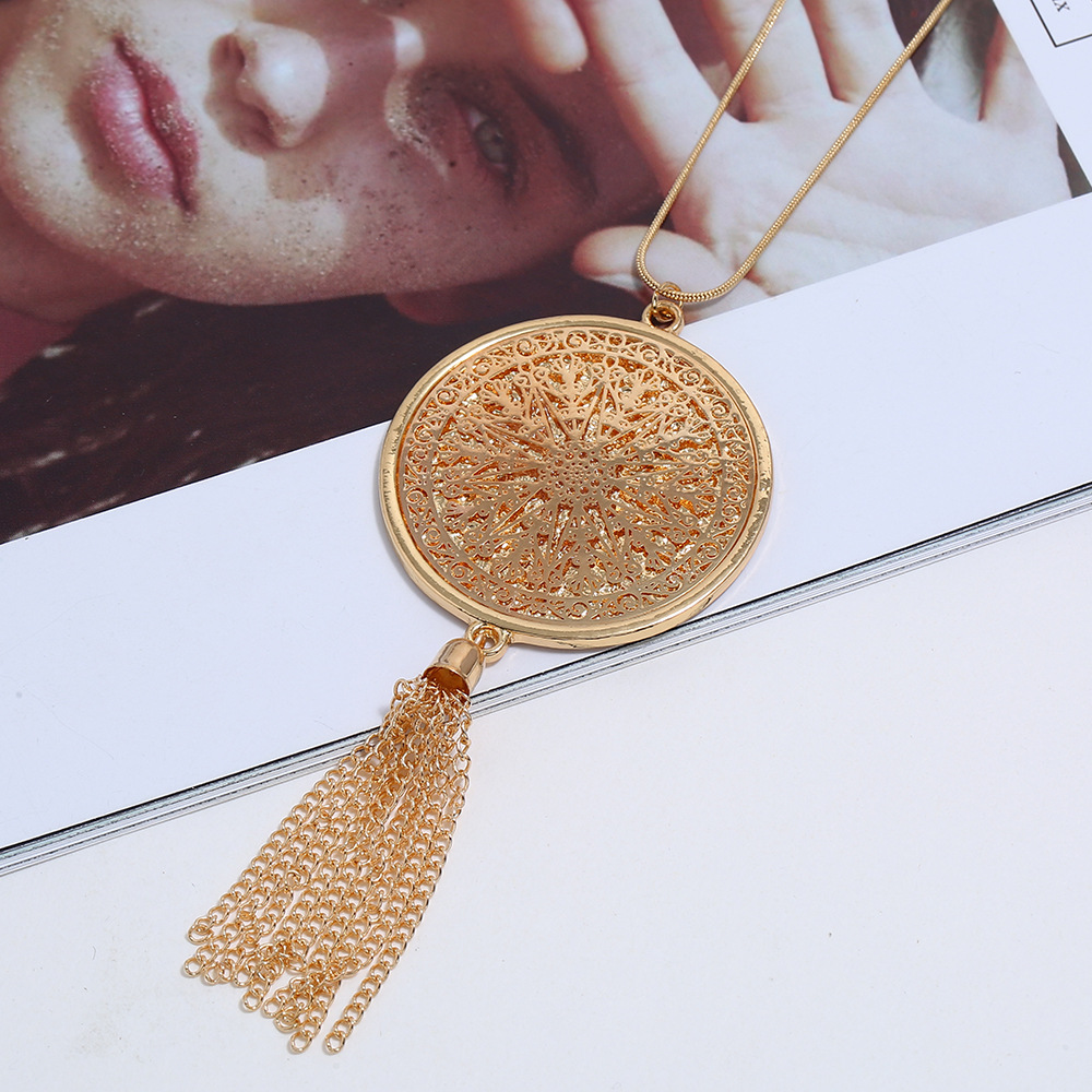 fashion metal geometric Y-shaped pendant long necklace