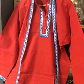 俄罗斯传统服装 丝绸，成人，儿童装 刺绣图案（预订）