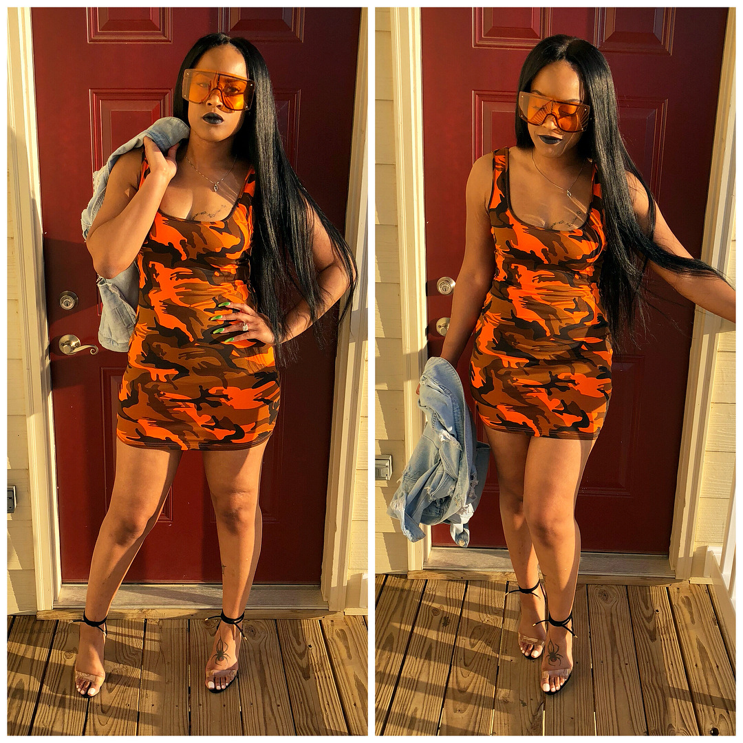 Q5010  2019欧美时尚性感迷彩连衣裙