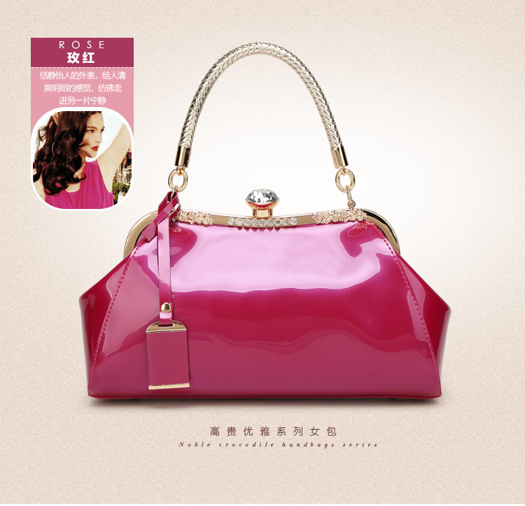 Fashion Diamond Patent Leather Handbag display picture 11