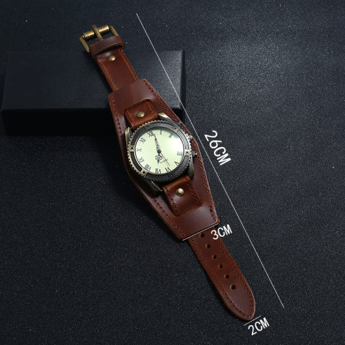 European and American new retro men's leather bracelet watch cross-border hot-selling accessories personalized versatile genuine leather bracelet bracelet