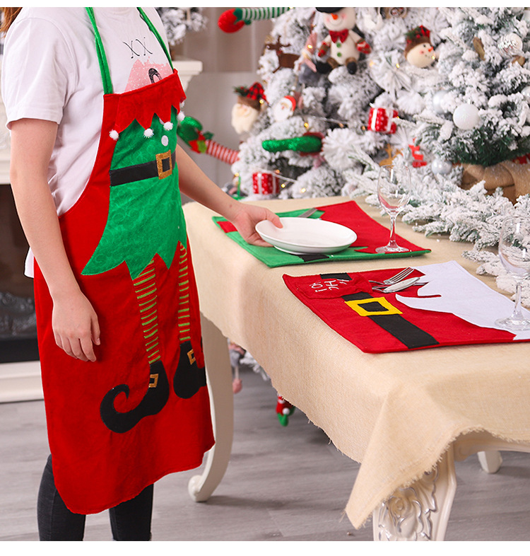 Christmas Fashion Contrasting Colors Dense Velvet Apron 1 Piece display picture 2