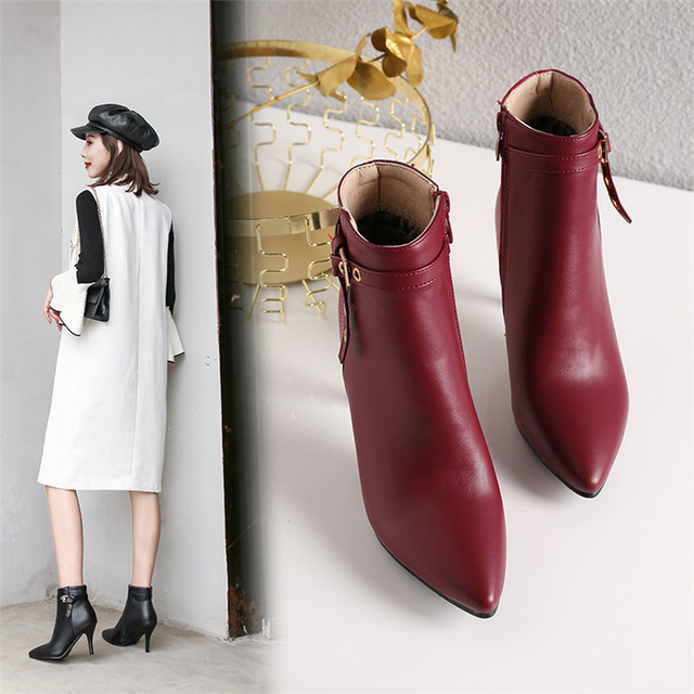 Side zipper thin high heel new fall and winter fashion simple and versatile short boots