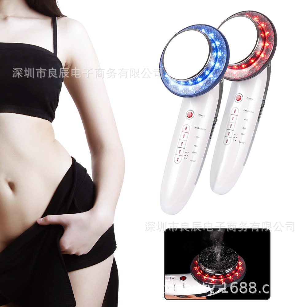 新款六合一纤体仪LED超声波爆脂美容仪 EMS负离子减肥提拉按摩仪|ms