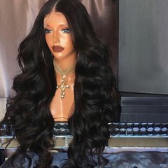 Cross-border wig middle-parted large waves long curly fluffy black long hair European and American fashion African synthetic hair wig headpiece