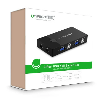 Green Union KVM Switch Second -in -one computer video VGA screen device 2 inlet 1 shared display 2 port USB