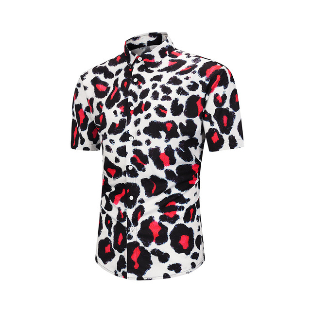 Large-size shirts with loose leopard print and 3D printing shirts