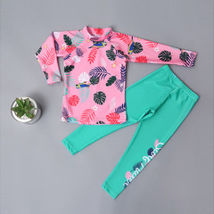 Boy's long-sleeve swimwear, boy's middle-child separate long pants diving suit, girl's sun protection, Korean children's swimwear, student