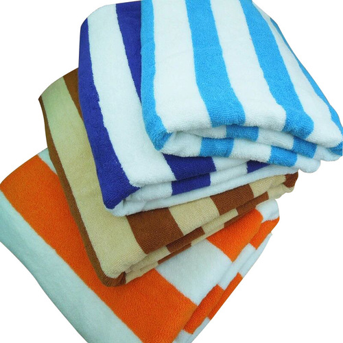 Blue and white striped bath towel, beach towel, colored striped towel, foreign trade export, pure cotton towel, wholesale embroidered logo
