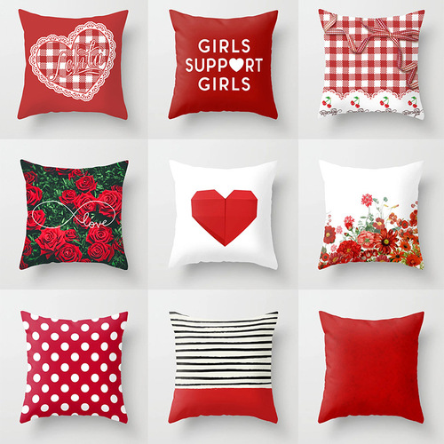 18'' Cushion Cover Pillow Case Red Plaid printing throw pillow cover Juyi sofa pillow cushion cover customized