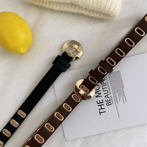 Wholesale belts for women, casual and versatile leather belts, women's belts, full hole belts, fashionable pin buckle trouser belt decorations