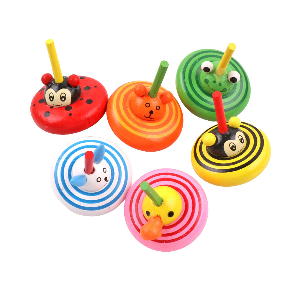 Gyro pequeño 5 Pack manual giratorio Gyro kindergarten enseñanza gadget tradicional de madera