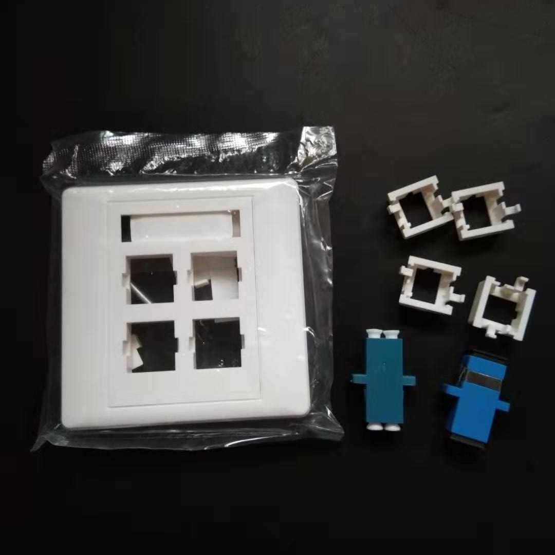 [厂家】SC或LC四口网络光纤面板 86型电脑网络插座面板 可配卡扣
