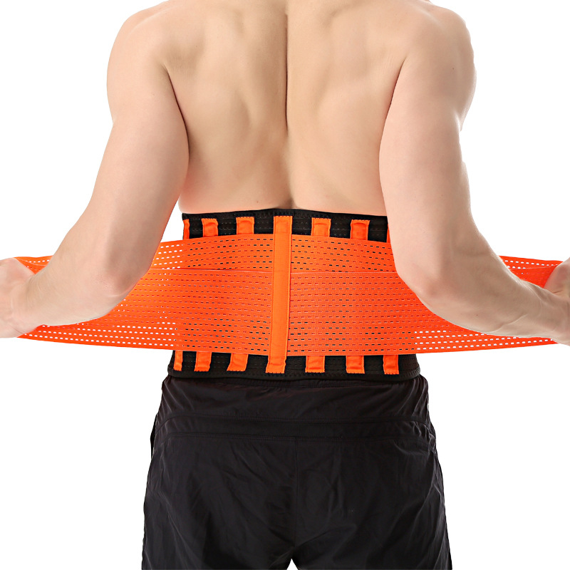 亚马逊跨境 运动健身收腹护腰7根支撑防滑条透气网眼加压松紧带