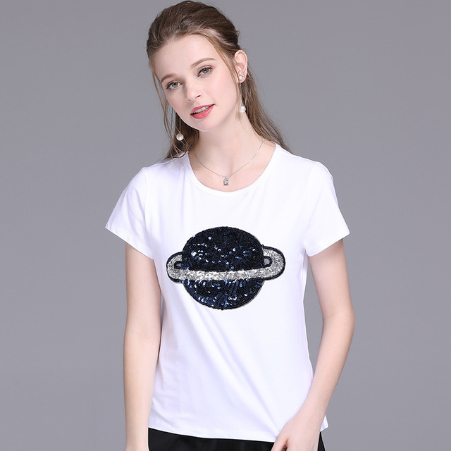 Summer New T-shirt Women’s Super Spark Printed Top Bottom Shirt