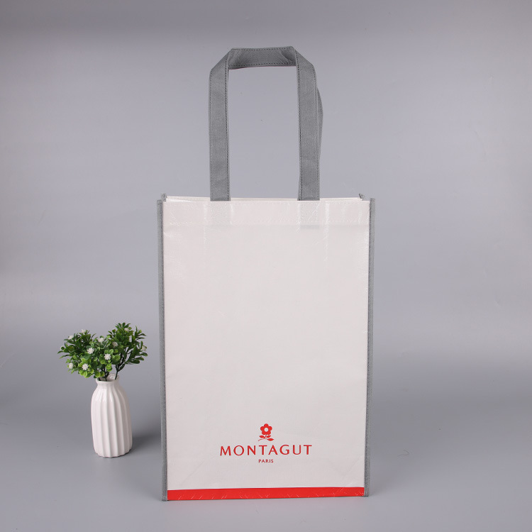 厂家供应车缝覆膜无纺布手提袋热压有底有侧彩印礼品服装袋子