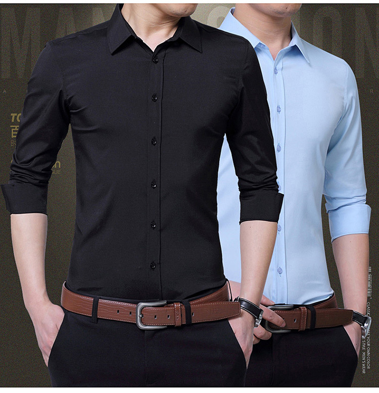 White shirt men's long-sleeved non-iron...