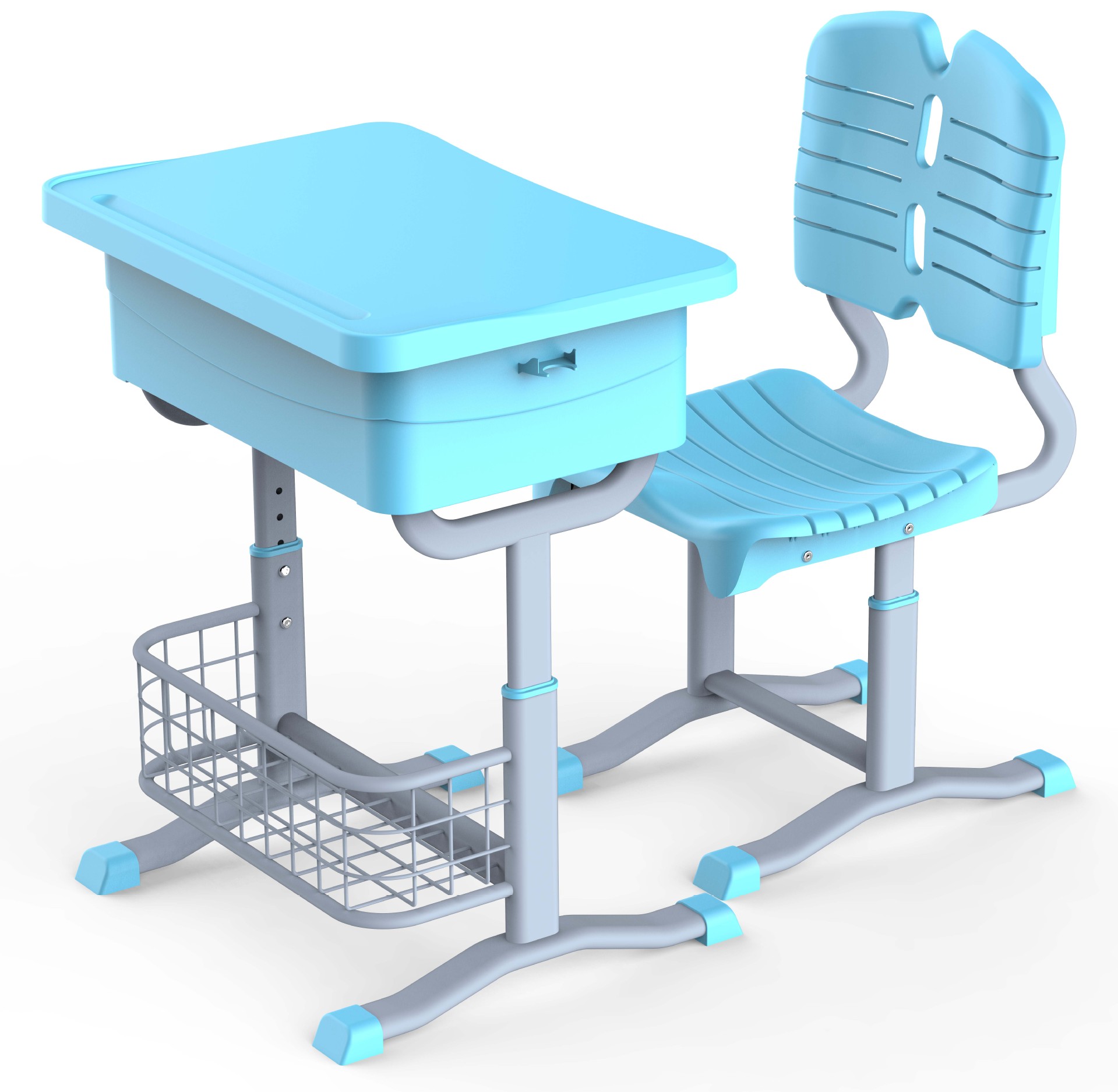 钢塑套管升降课桌椅 桌网栏 椅直连档 天蓝 效果图.30