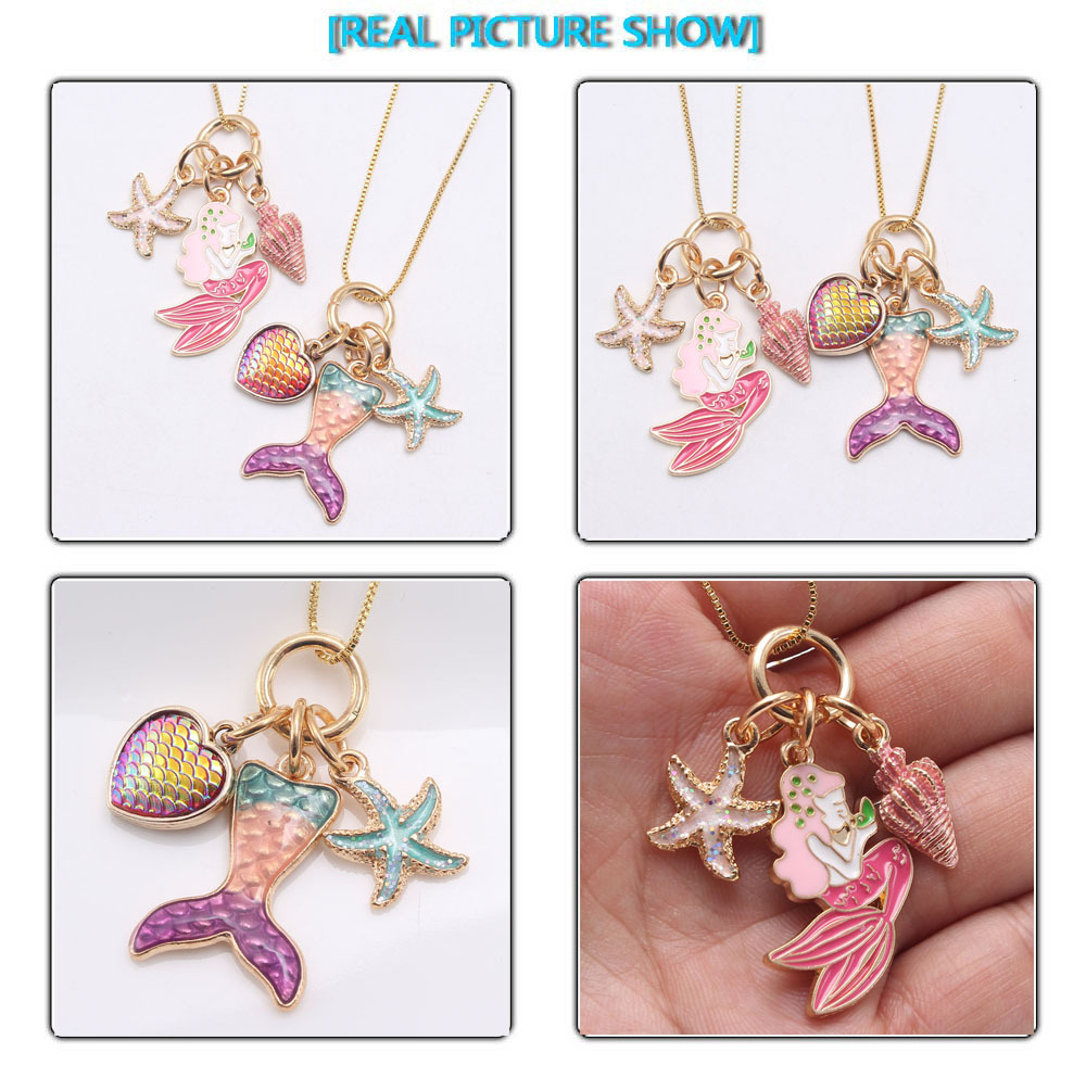 Mermaid Pattern Kid'S Gender Fashion Mermaid Alloy Kid'S Pendant Necklace